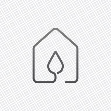 Su damla simgesi olan ev. çizgi stili. Kılavuz arka plan üzerinde