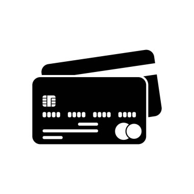 kredi kartı simgesi. Beyaz arka planda siyah simgesi