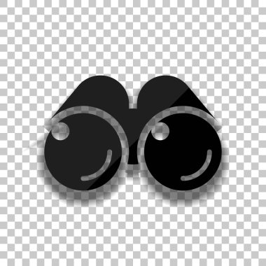 Basit dürbün simgesi. Saydam arka plan üzerinde yumuşak gölgeli siyah cam kutsal kişilerin resmi