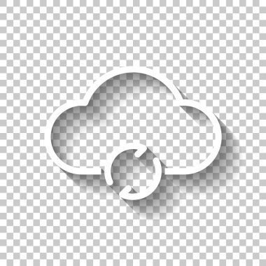 Anahat update basit bulut simgesi. Doğrusal sembolü ile ince anahat. Gölge şeffaf arka plan üzerinde beyaz simgesi