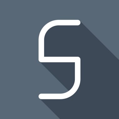 Sayı 5, rakamı, beşinci. Uzun Gölge arka plan üzerinde beyaz düz simgesi