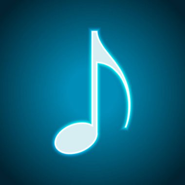 Müzik Not simgesi. Neon tarzı. Işık dekorasyon simgesi. Parlak elektrik sembolü