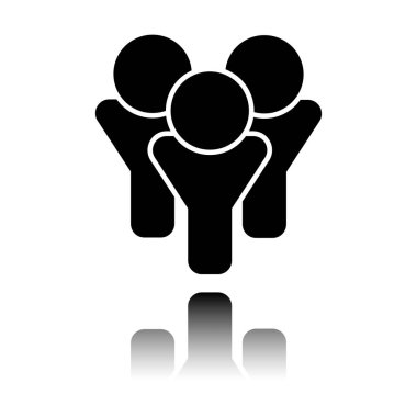 Takım Grup simgesi. Siyah beyaz arka plan ayna yansıması simgesiyle