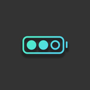 Basit pil, yarı düzey. Renkli logo kavramı koyu arka plan üzerinde yumuşak gölge ile. Masmavi okyanus rengini simgesi