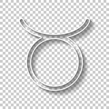 Astrolojik işaret. Toros basit simgesi. Gölge şeffaf arka plan üzerinde beyaz anahat işaretiyle