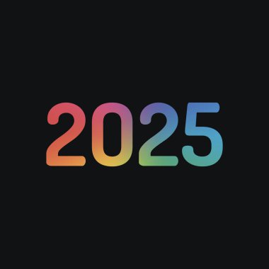 2025 sayı simgesi. Yeni Yılınız Kutlu Olsun. Gökkuşağı rengi ve koyu arka plan
