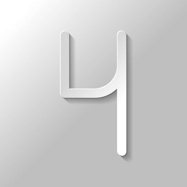 Sayı 4, rakamı, dördüncü. Kağıt tarzı ile gölge gri arka plan üzerinde