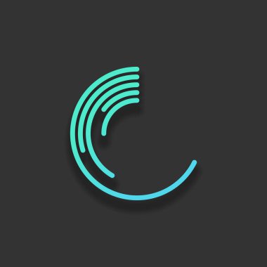 İş pasta grafiği simgesi. Renkli logo kavramı koyu arka plan üzerinde yumuşak gölge ile. Masmavi okyanus rengini simgesi