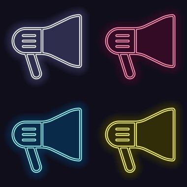 Ağızlık simgesi. Moda neon işareti kümesi. Koyu arka plan üzerinde casino tarzı. Seamless modeli
