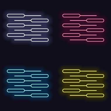 Çift piyano klavye simgesi. Düet. Rekabet, dikey görünüm. Moda neon işareti kümesi. Koyu arka plan üzerinde casino tarzı. Seamless modeli