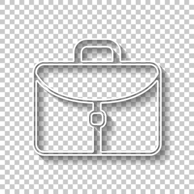 Evrak çantası, office çanta. Gölge şeffaf arka plan üzerinde beyaz anahat işaretiyle