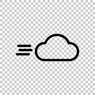 Rüzgarlı simgesi. Doğrusal, ince anahat. Saydam arka plan üzerinde.