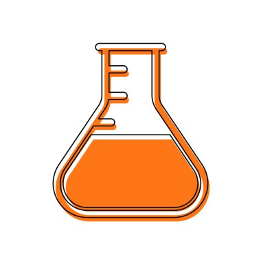 Tıbbi test tüpü. basit siluet. İzole simge siyah ince dağılımı ve farklı katmanlarda doldurma taşındı turuncu oluşan. Beyaz arka plan