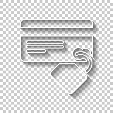 kredi kartı güvenlik. basit siluet. Gölge şeffaf arka plan üzerinde beyaz anahat işaretiyle