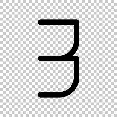 3 numara, rakamı, üç. Saydam arka plan üzerinde. Siyah nesne