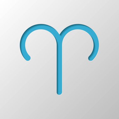 Astrolojik işaret. Koç basit simgesi. Kağıt tasarımı. Gölge ile düzenlenen sembolü
