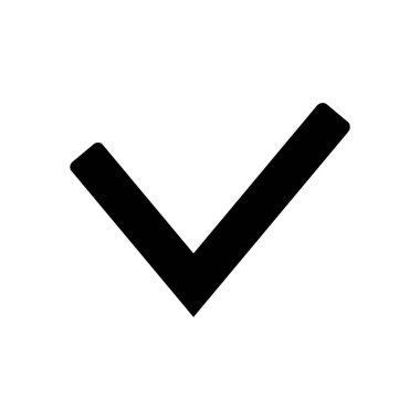 Onay işareti simgesi. Beyaz arka planda siyah simgesi