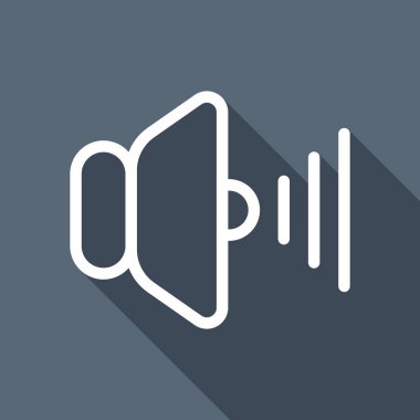 ses max simgesi. Uzun Gölge arka plan üzerinde beyaz düz simgesi