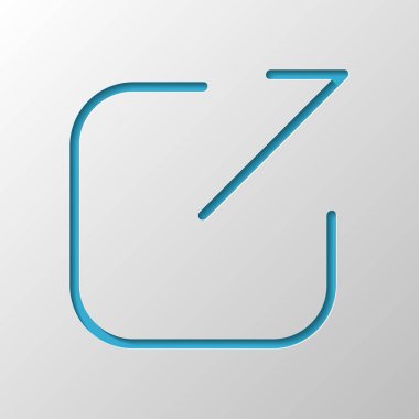 Paylaşımı, oturum kapatma veya karşıya yükleme. Çapraz ok Meydanı dışarı. Kağıt tasarımı. Gölge ile düzenlenen sembolü