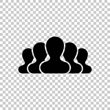 Takım, birkaç kişi. Saydam arka plan üzerinde. Siyah nesne