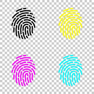 Parmak izi. Logo veya uygulama basit simgesini cmyk simgeleri şeffaf arka plan üzerinde set renkli