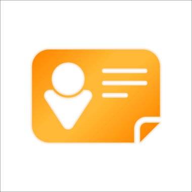 Kimlik kartı simgesi. Portakal işareti beyaz arka plan üzerinde düşük ışık ile