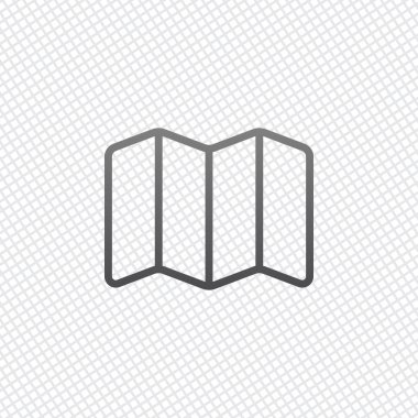 Basit harita simgesi. Doğrusal sembolü ile ince anahat. Kılavuz arka plan üzerinde