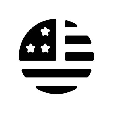 basit ABD bayrağı simgesi. Yuvarlak şekli. Beyaz arka planda siyah