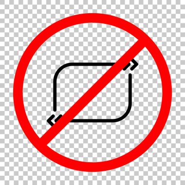 Metin teklif dikdörtgen. Basit simgesi. Siyah kırmızı uyarı işareti şeffaf arka plan ile nesnesinde izin yok