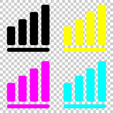 Büyüyen grafik hat simgesi. Cmyk simgeleri şeffaf arka plan üzerinde renkli dizi.