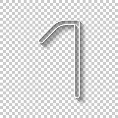 1 numara, rakamı, bir. Gölge şeffaf arka plan üzerinde beyaz anahat işaretiyle