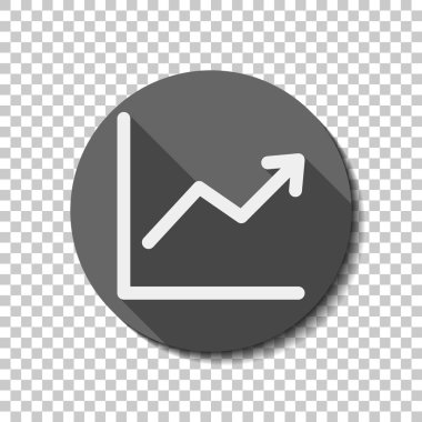 Grapgic finans, büyümek. düz simgesi, uzun gölge, daire, şeffaf ızgara. Rozet veya etiket stili