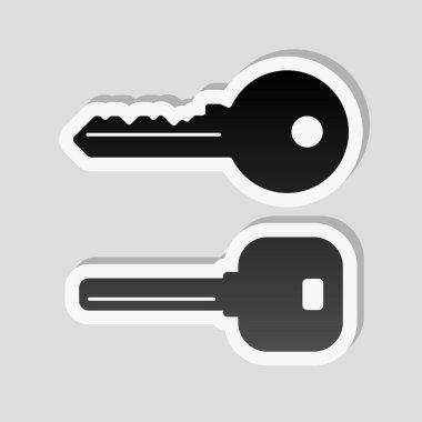 anahtarları Icons set. Etiket tarzı ile beyaz ve gri arka plan üzerinde basit gölge