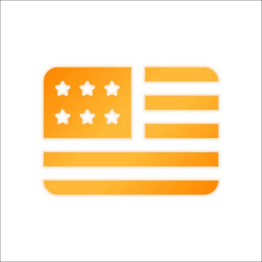 basit ABD bayrağı simgesi. Dikdörtgen şekli. Portakal işareti beyaz arka plan üzerinde düşük ışık ile