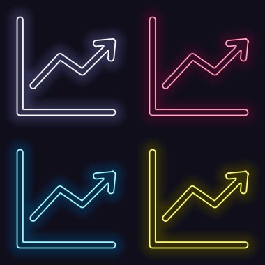 Grapgic finans, büyümek. Neon işareti kümesi. Koyu arka plan üzerinde casino tarzı. Seamless modeli