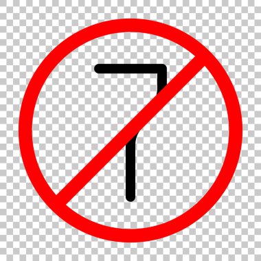 7 sayı, ad, sıfat, yedinci. Siyah kırmızı uyarı işareti şeffaf arka plan ile nesnesinde izin yok