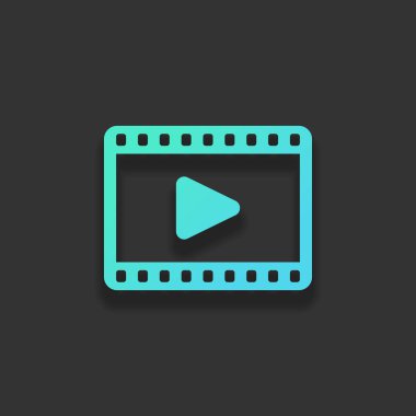 video simgesi. Renkli logo kavramı koyu arka plan üzerinde yumuşak gölge ile. Masmavi okyanus rengini simgesi