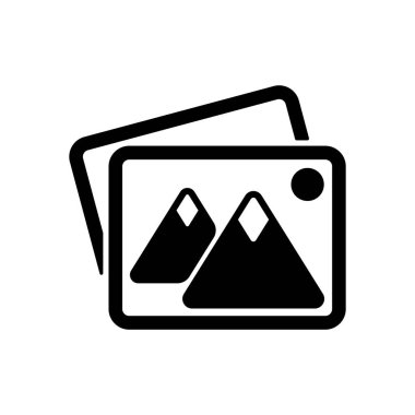 Birkaç dağlar ve güneş ile fotoğraf yığını. Basit simgesi