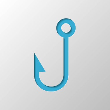 Hook balıkçılık. Basit simgesi. Kağıt tasarımı. Gölge ile düzenlenen sembolü
