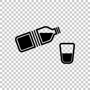 bir şişe su ve cam. basit tek simge. Saydam arka plan üzerinde.