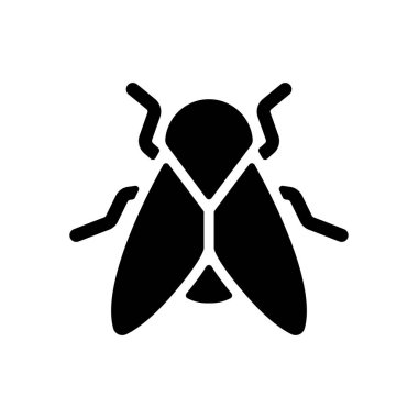 Sinek silüeti. Böcek, doğa simgesi. Beyaz arka planda siyah