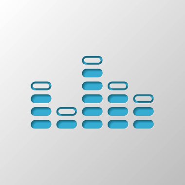 Dijital ekolayzer. Basit simgesi. Kağıt tasarımı. Gölge ile düzenlenen sembolü