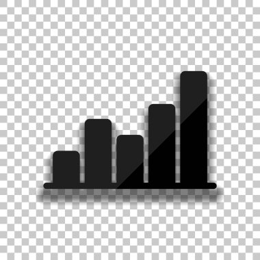 Grapgic finans, büyümek. Saydam arka plan üzerinde yumuşak gölgeli siyah cam kutsal kişilerin resmi