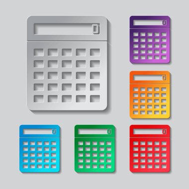 Hesap makinesi simge. Set renkli kağıt tarzı