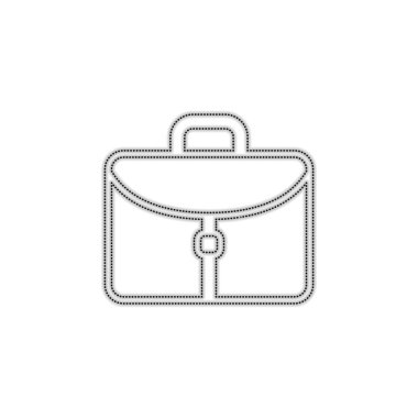 Evrak çantası, office çanta. Noktalı anahat siluet gölge beyaz arka plan üzerinde