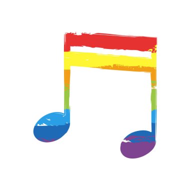 Müzik Not simgesi. İşareti Lgbt style, gökkuşağı kırmızı, turuncu, sarı, yeşil, mavi, Indigo, menekşe, yedi renk ile çizim
