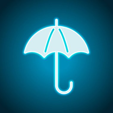 şemsiye simgesi. Neon tarzı. Işık dekorasyon simgesi. Parlak elektrik sembolü