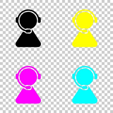 Müşteri Hizmetleri. servisini destekleyen. basit simgesi. Cmyk simgeleri şeffaf arka plan üzerinde renkli dizi