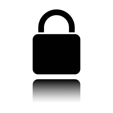 kilit simgesi. Siyah beyaz arka plan ayna yansıması simgesiyle