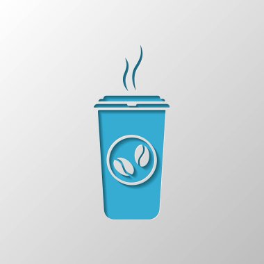 bir fincan sıcak kahve simgesi. Kağıt tasarımı. Gölge ile düzenlenen sembolü